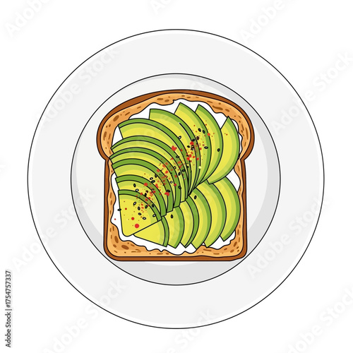 Avocado toast on white plate isolated