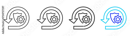Business Continuity icon set collection in creative outline style for business featuring multiple thickness variations suitable for crisis management 