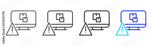 Quality Alert icon set collection in creative outline style for business featuring multiple thickness variations suitable for crisis management 
