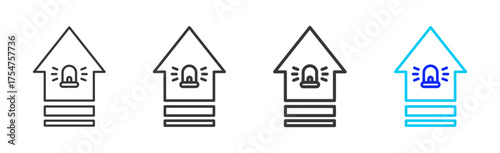 Alert Escalation icon set collection in creative outline style for business featuring multiple thickness variations suitable for crisis management 