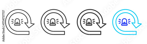 Alert Loop icon set collection in creative outline style for business featuring multiple thickness variations suitable for crisis management 