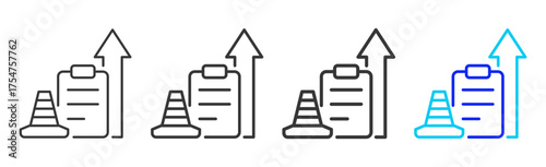 Restricted Approval icon set collection in creative outline style for business featuring multiple thickness variations suitable for crisis management 