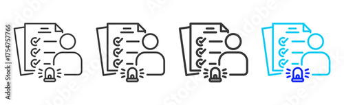 Warning Confirmation icon set collection in creative outline style for business featuring multiple thickness variations suitable for crisis management 