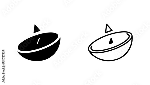 Bowl with lid outline and solid style with transparent background