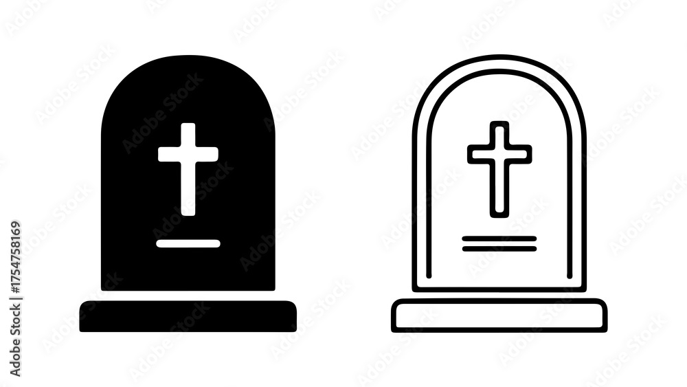 Fototapeta premium Tombstone with cross with transparent background