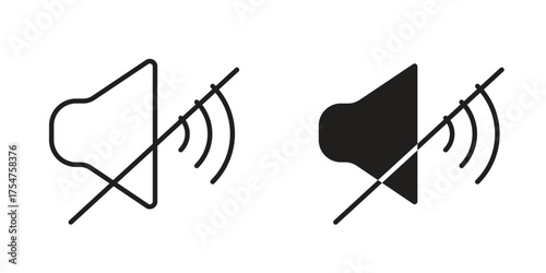 Mute sound icon in vector. Logotype
