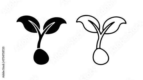 Sprouting plant icons with transparent background