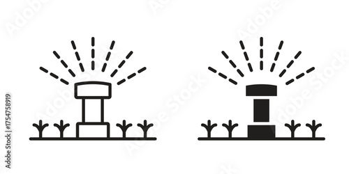 Lawn sprinkler icon in vector. Logotype