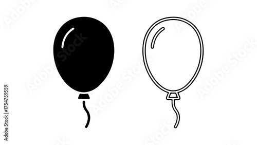 Balloons with outline and solid fill with transparent background