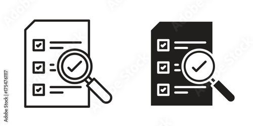 Document verification icon in vector. Logotype