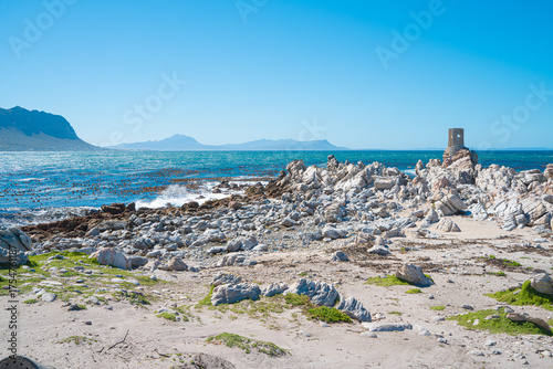 African coastal reefs and ancient lighthouse ruins