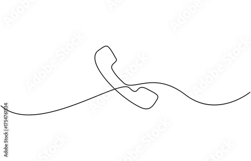 Continuous one line drawing of a telephone icon vector illustration isolated on transparent background. EPS 10