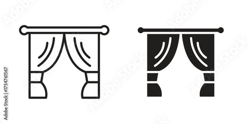 Curtains icon in vector. Logotype