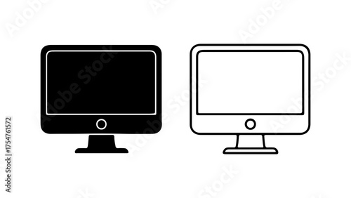 Computer monitors with outline and solid fill with transparent background