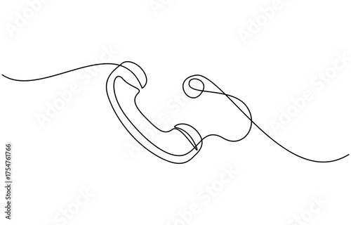 Continuous one line drawing of a telephone icon vector illustration isolated on transparent background. EPS 10