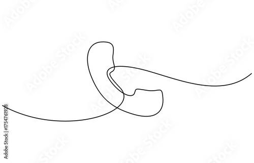 Continuous one line drawing of a telephone icon vector illustration isolated on transparent background. EPS 10