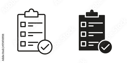 Clipboard check icon in vector. Logotype