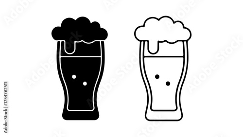 Beer glasses with foam with transparent background