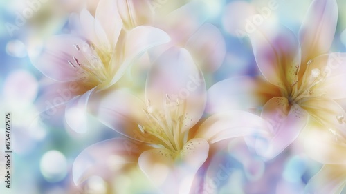 Soft-focus image of delicate flowers with pastel colors and blurred background