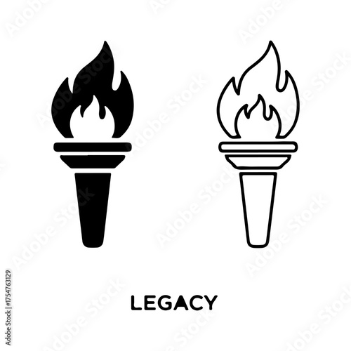 Torch icon set with transparent background