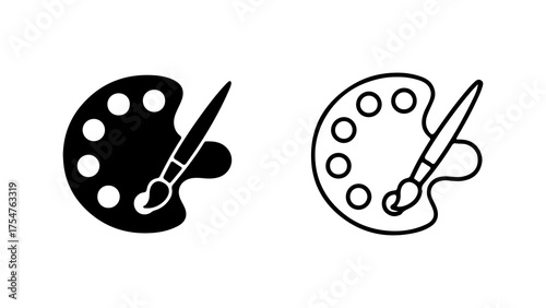 Palette and paintbrush with transparent background