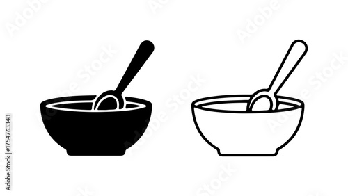 Bowl with spoon outline with transparent background