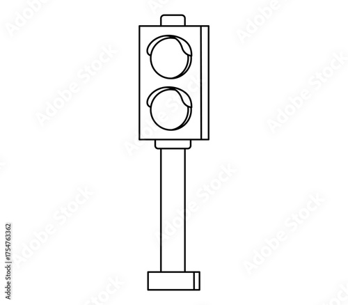 Hand drawn cute outline illustration traffic light signal. Flat vector road regulation line art doodle. Street warning or caution symbol  icon. Navigation guide. Stoplight sign. Way decision. Isolated