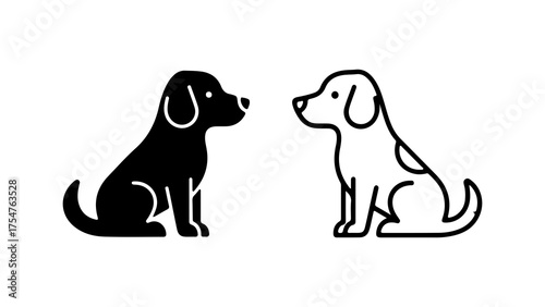 Two dog silhouettes with transparent background