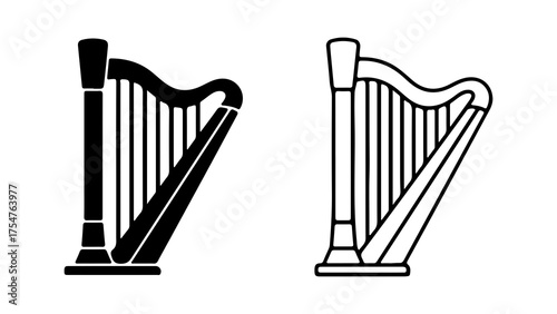 Harps with outline and solid fill with transparent background