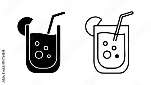 Refreshing drinks with straw and transparent background