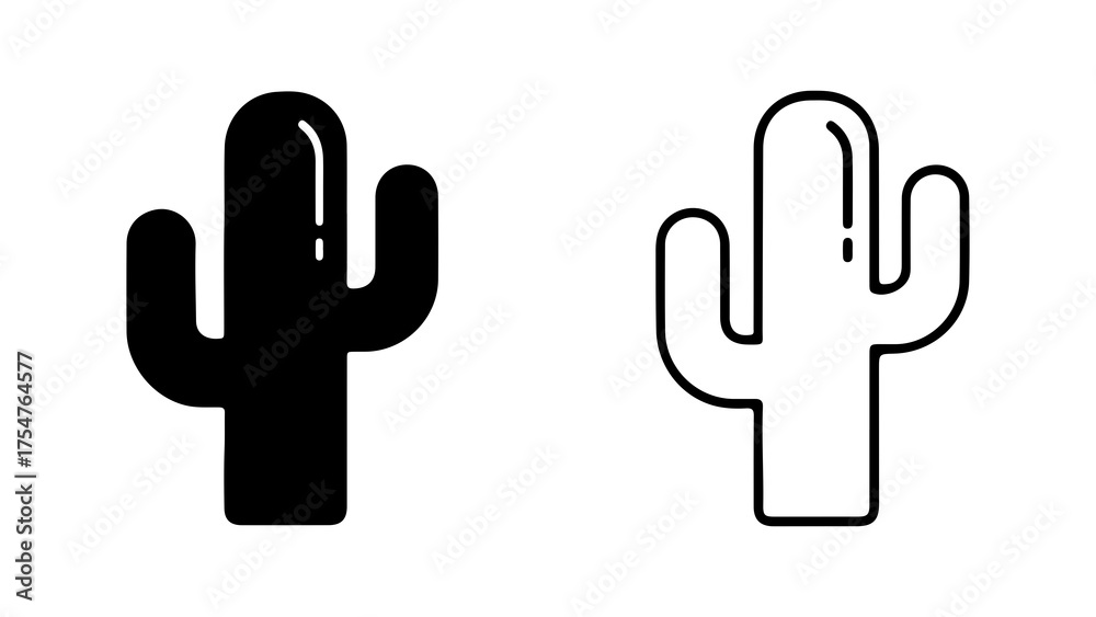 Fototapeta premium Cactus outline with transparent background