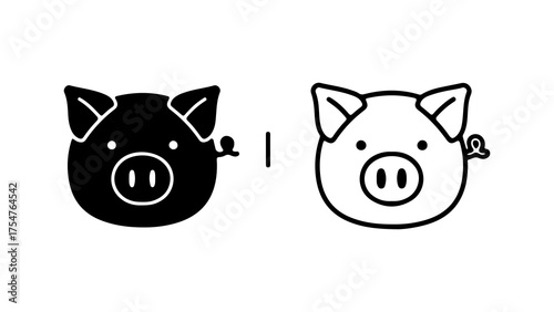 Pig head icon with transparent background