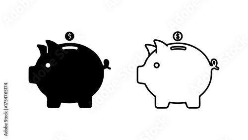 Piggy bank with coin with transparent background