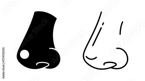 Nose outline and solid shape with transparent background