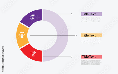 circular diagram infographic template vector element with 3 step lines suitable for business information, banner presentation, workflow layout