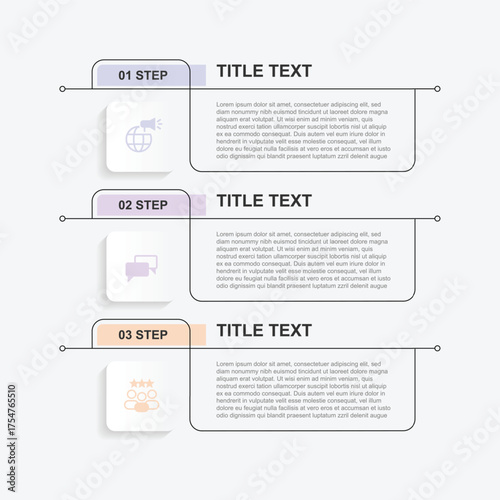 3 step line columns vertical infographic template. 