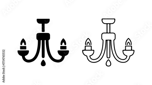 Antique chandelier outline with transparent background