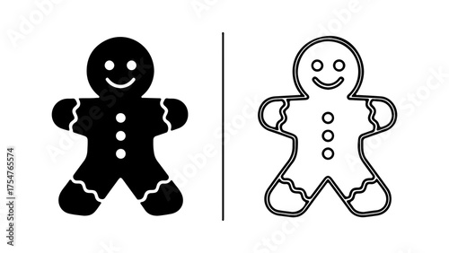Gingerbread man icons with transparent background