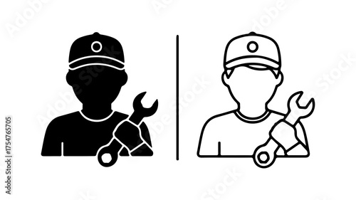 Mechanic icon with wrench with transparent background