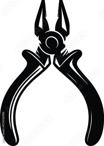 Electric plier tool silhouette vector illustration isolated on a white background