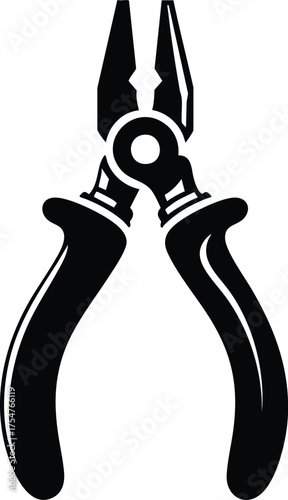 Electric plier tool silhouette vector illustration isolated on a white background