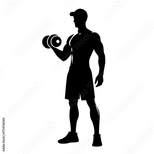 black and white vector silhouette of gym person