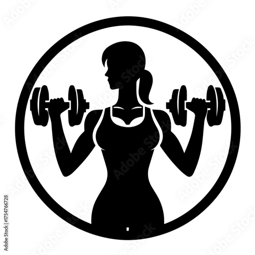 black and white vector silhouette of gym person
