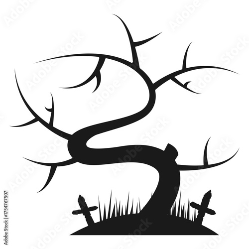 Spooky Dead Tree Graveyard Scene