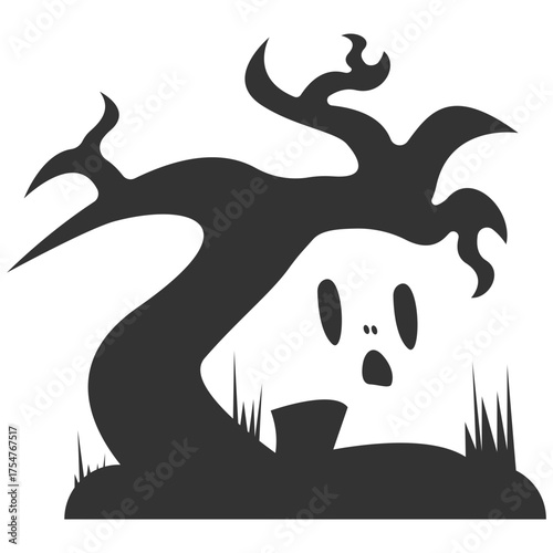 Spooky Dead Tree Graveyard Scene