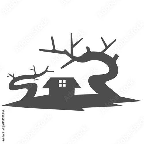 Spooky Dead Tree Graveyard Scene