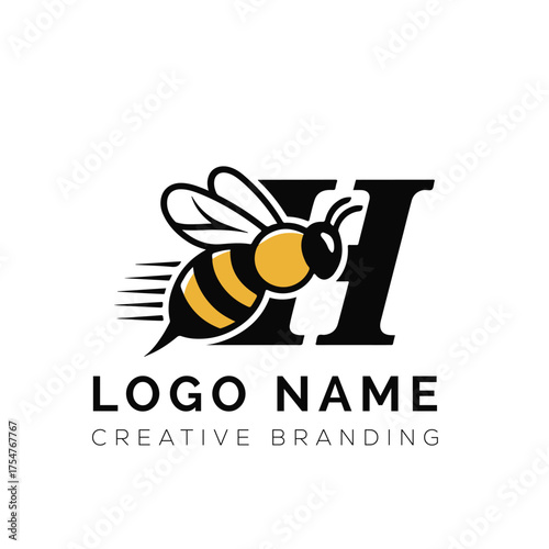 Letter H bee logo
