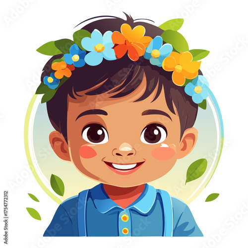 Kind mit Blumenkranz im Haar