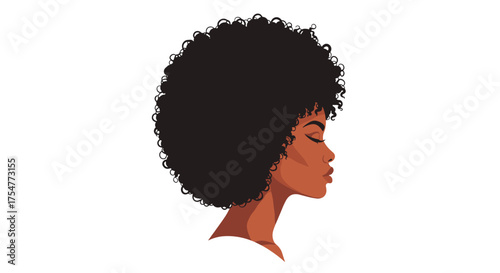 Profile of a Black woman with voluminous curly hair.