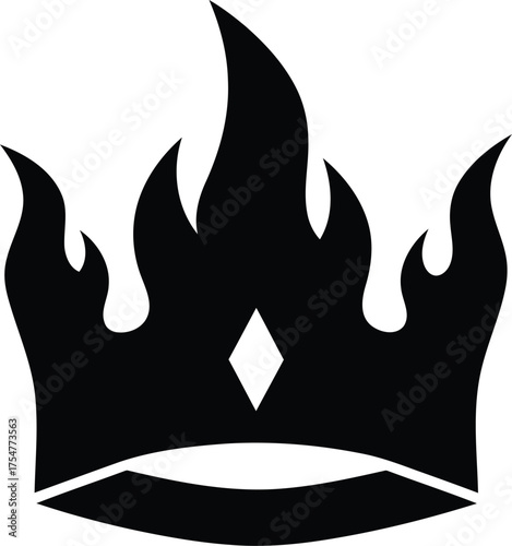 Burning Crown Icon – Flame Royal Power Symbol Vector Illustration